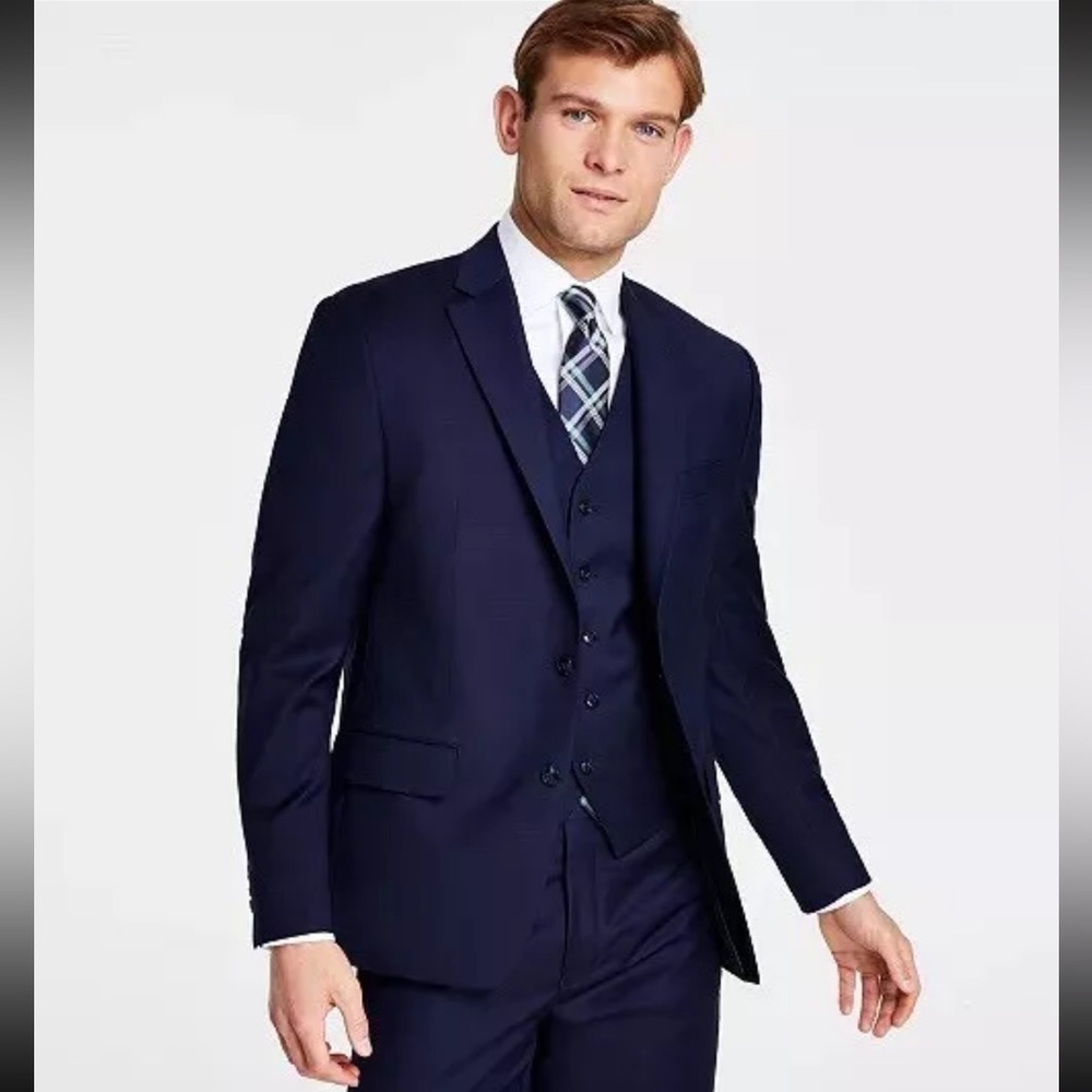😍Michael Kors Men's Classic Fit Wool Blend Stretch JACKET COLOR NAVY